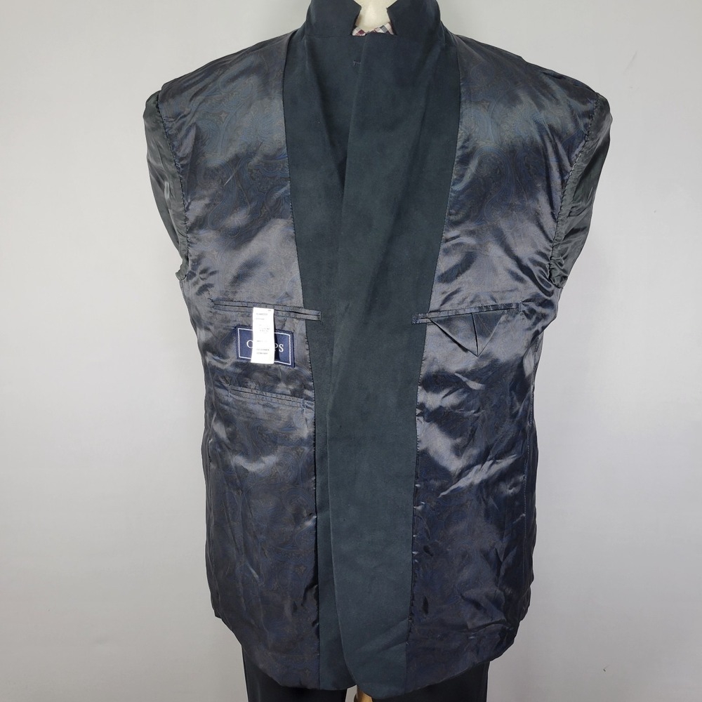 Chaps Men's Sport Coat Blazer Two Button Suede Polyester Grayish Black Size 44R - Picture 12 of 13